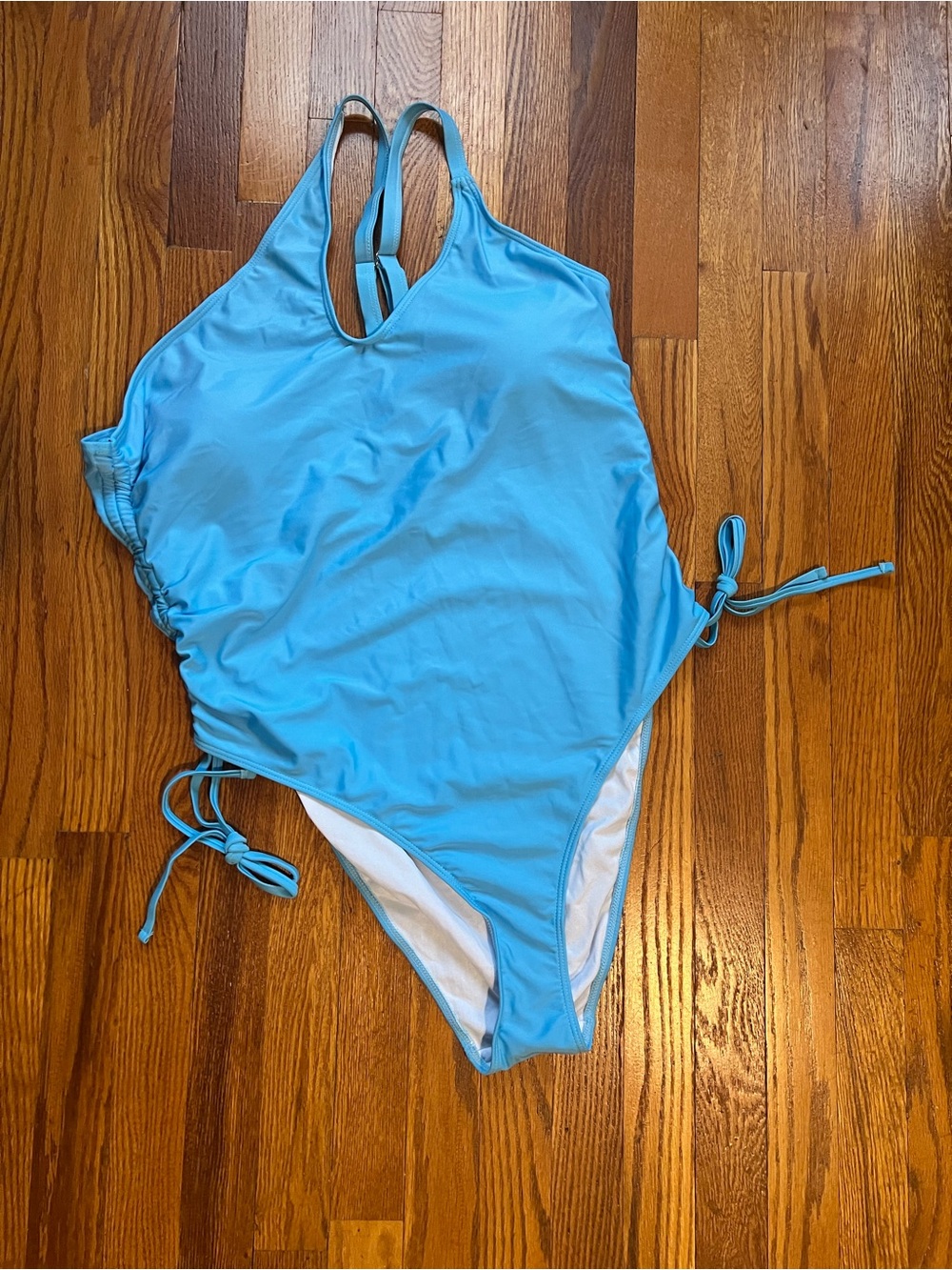 SHEIN Sky Blue One-Piece Swimsuit with Side Ties